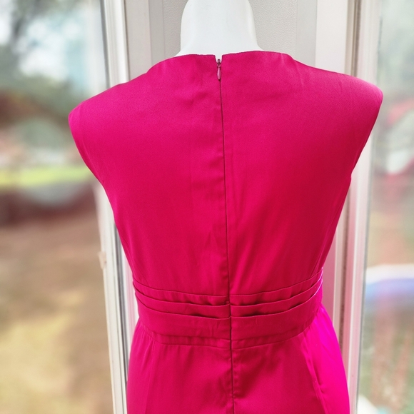 London Times Fushia Pink Midi Bow Tie Waist Dress - Picture 5 of 12